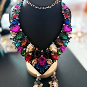 Multicolor Swarovski imitation Statement Necklace